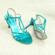 韩版性感缎面系带高跟凉鞋蓝色