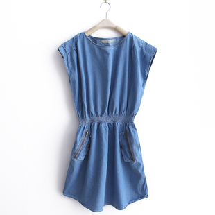 MaxMara new spring clothing in  2012 Korea round neck sleeveless denim vest denim dress skirt WQ1317