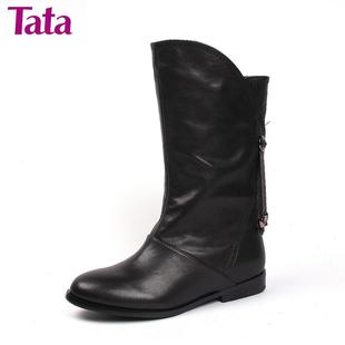  TATA/他她牛皮FYU66D女皮靴冬季中筒靴 区