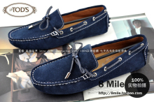 TOD'S/托德斯 小羊皮流苏轻便一脚套女士休闲皮鞋船鞋豆豆鞋 藏蓝