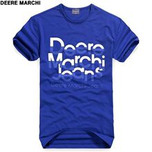DEERE MARCHI迪尔.马奇 莱卡玩味LOGO对半色男士短袖T恤 DM332蓝