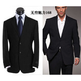 最新 阿玛尼西服套装/阿玛尼西装 男士西服套装 深蓝色 纯黑