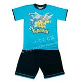 【皇冠特价】外贸男童装皮卡丘全棉短袖T恤短裤套装夏装5-12岁