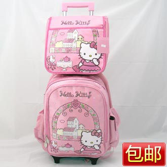 Vv.cn^hello Kitty凯蒂猫小学生拉杆书包小学生书包防雨罩可拆302