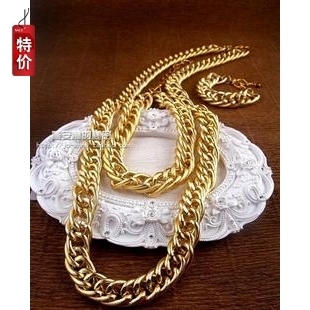  不褪色金色街舞男女中性欧美风长短款项链锁骨颈链毛衣链饰品套装