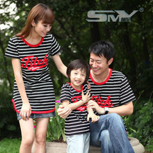 2010 SMY简至短袖夏季韩国 条纹 T恤 亲子装母子装家庭装#F096