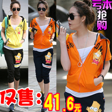 特价2012春夏装新款女装韩版卡通套装少女潮流运动服时尚休闲套装