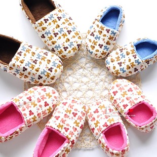  外贸童鞋 卡通狗狗款男童女童宝宝居家棉鞋 儿童棉拖鞋 包跟 亲子