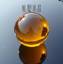 水晶球 风水球摆件 100mm  琥珀水晶球 辟邪镇宅水晶球 光球