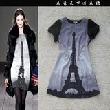 2012夏季新款明星同款走秀款真丝连衣裙外单欧美大牌清仓特价气质
