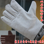 双层绒里帆布手套机械电焊工耐磨耐用加厚工作劳保防护用品