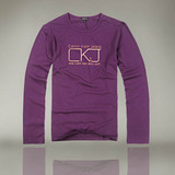Calvin Klein 2010新款 金色莱卡胶印图案全棉印花长袖T恤NC05632