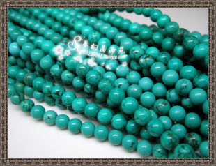  散珠子批发 AA精美天然原色绿松石（土耳其石）半成品 6MM