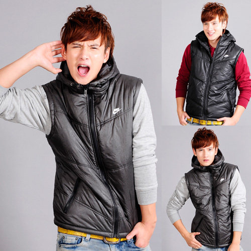 2012新款耐克/NIKE男款运动羽绒服马夹秋冬加厚正品男士连帽马甲
