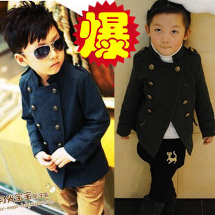  学院儿童女男童装中长款英伦春秋装 呢子外套风衣 韩版毛呢大衣M1