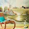 影视沙发欧式美式油画村庄乡村壁纸背景庄园墙纸电视墙画大型壁画