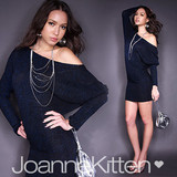 (台湾馆)JoanneKitten 璀璨星光美肩長版針織衣洋装星光藍現貨