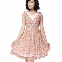 源色女装只此一家2010夏季新款正品热卖修身淑女V领真丝 连衣裙子