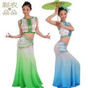 彩衣朵朵 原创设计傣族舞蹈演出服 孔雀裙鱼尾裙6941