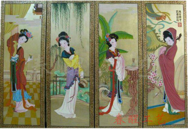 古典<em>屏风</em> <em>四大美女屏风</em> 浮雕效果 纯手工制作,启