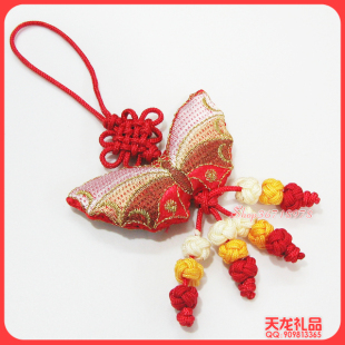  秒杀双面刺绣香包 中国结挂件 出国礼品  CF0016 红色大彩蝶