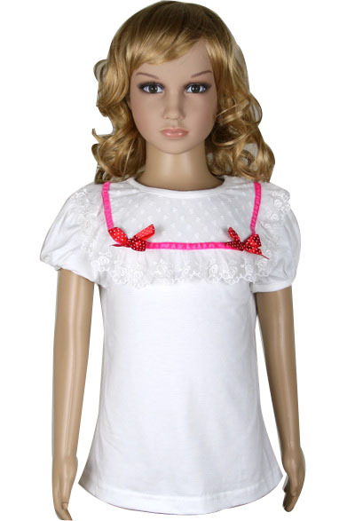 新款 特价 韩版 可爱公主蕾丝花边纯棉短袖T恤 女童 短袖 T恤