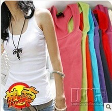 优质纯棉韩版背心 女 打底 工字背心 夏新款 修身百搭小背心纯色