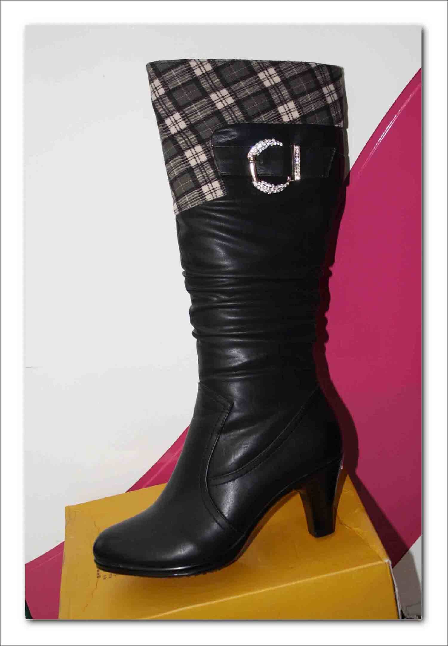 <em>女鞋高筒</em>靴[[和鞋,社会]外贸女鞋CIOCIA褐色软