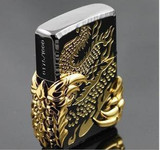 美国<span class=H>zippo</span>打火机港版正品进口黑冰金龙爪雕刻    特价送套装