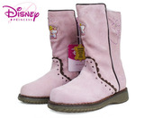 三皇冠童鞋仓库 迪斯尼 Disney 外贸原单全真皮女中小童靴子 粉