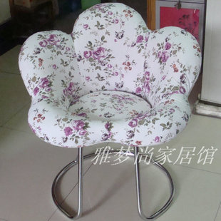 可拆洗花朵绒布椅会客电脑椅子布艺休闲小沙发梳妆凳
