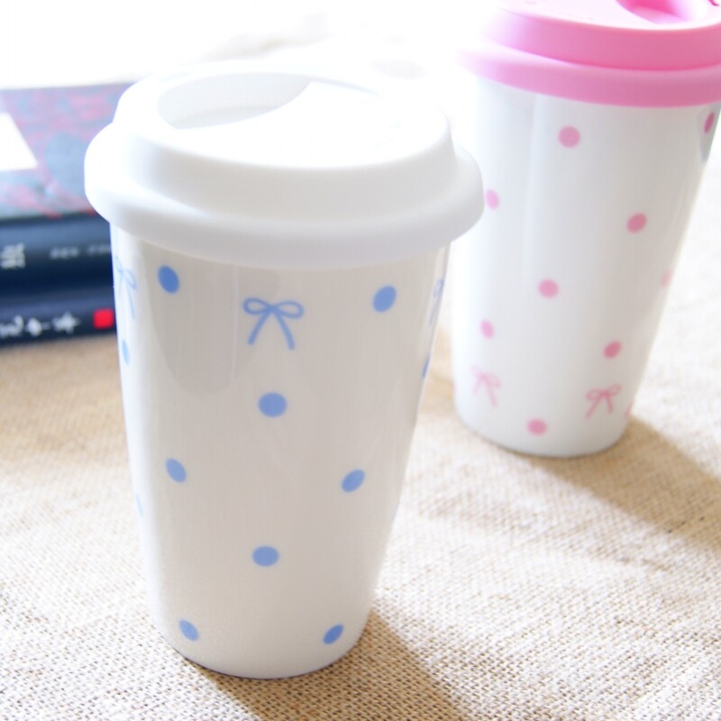 陶瓷杯 带盖 创意马克杯 可爱杯子 星巴克杯子 双层 瓷杯