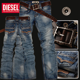 DIESEL经典怀旧 烟灰色水洗 个性后袋 皮标直筒牛仔裤 货号 827