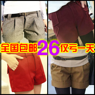  包邮秋冬装新款女装冬季大码休闲毛呢子短裤秋冬女裤靴裤子女裤