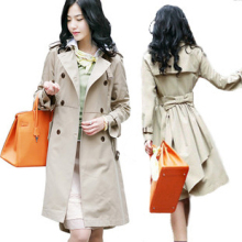 特价包邮2010秋冬装新款 燕尾蝴蝶结系带长款修身女士OL风衣025