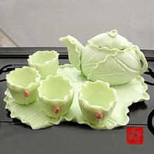 超实惠18元/清新可人荷叶小茶具套装/家居<span class=H>装饰品</span>/纯手工艺摆设品