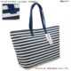 日韩BIBUBIBU 蓝色条纹海军风格肩背帆布袋