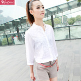 6773★Shop6女装两色2012夏季新款芬兰天工刺绣简约真丝中袖衬衫