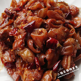  全店68包邮现做私房菜香辣火爆干煸肥肠200克 九段肥肠辣