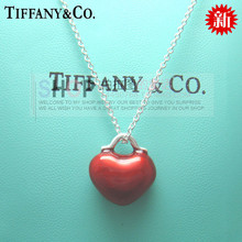 Melocotón rojo corazón collar de Tiffany plata de ley 925 cajas de regalo de la joyería