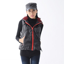Ele 2011新品秋冬新款女装 面包纯色<span class=H>亮面</span>连帽棉背心马甲 马夹棉衣