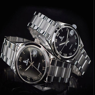  正品阿帕琦IK情侣表一对表钢带男表女表日历全自动机械手表98080