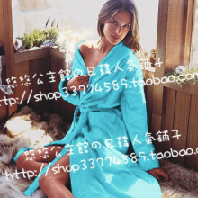 特卖LaSENZA限量版珊瑚绒女睡衣睡袍家居服湖蓝浴袍-睡衣