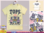 2019夏装女装日本rough兔兔熊超可爱卡通，贴绣黄色短袖t恤