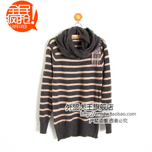 MaxMara new Korean women's round neck stripes skinny sweater to scarf WX244