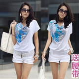 2012春装新款上衣服白t恤女款短袖T恤 韩版女装新品白色蝙蝠T恤潮