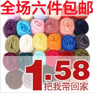 韩国饰品 褶皱围巾 糖果色丝巾 百搭a1透明飘逸丝巾围巾 酷儿女款