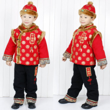 2012新款高档专柜儿童男童婴儿宝宝唐装新年装演出服礼服棉服套装