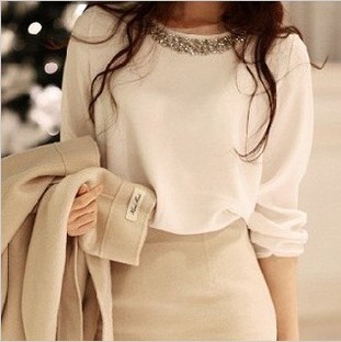 韩版名媛淑女水钻领...