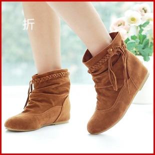  流苏靴单靴子 春秋季新款韩版内增高短靴 中学生少女靴子鞋子